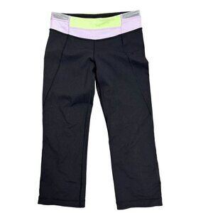 Lululemon Size 2 Tadasana Slit Crop Black Lilac Green Gray Active Workout Pant‎